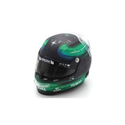 Immagine di Spark Stake F1 Team Kick Sauber, Valtteri Bottas, mini casco in scala 1/5, 2024, modelli Stilo Helmets, nero, verde