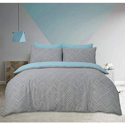Immagine di Sleepdown Square DOT Geo Grey Set di Biancheria da Letto, Grigio, Super King