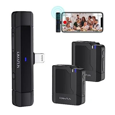 Immagine di KIMAFUN Microfono Lavalier Wireless per i_Phone, Doppio Lapel Mic Plug Play Youtube/Facebook/Tik Tok Live Stream, Vlogger, Registrazione Video, Intervista, G50 6(2TX+1RX)
