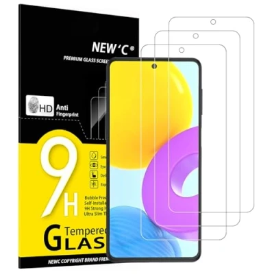 Immagine di NEW&#039;C 3 Pezzi, Vetro Temperato per Samsung Galaxy M52 5G (6,7 Pollici), Pellicola Prottetiva Anti Graffio, Impronte, Senza Bolle, Durezza 9H, 0,33mm Ultra Trasparente, Resistente