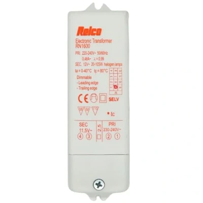 Immagine di Relco RN1600 trasformatore elettronico FOX105PFS THR 230 V su 12 V, combinato alogeno 20 105 W, LED 10 55 110 x 37 27 mm, dimmerabile