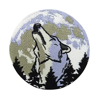 Immagine di Finally Home Wolfs Moon toppa termoadesiva Wolf Patches, Biker, con lupi, posteriore da moto