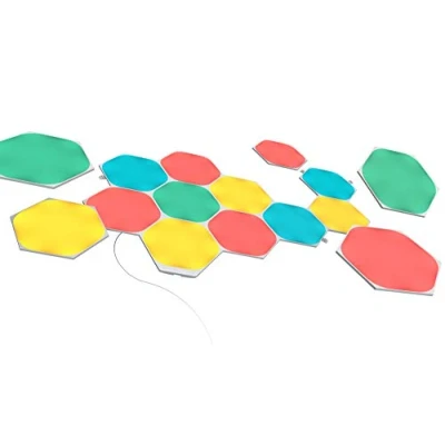 Immagine di Nanoleaf Shapes Hexagon Starter Kit, 15 Smart Light Panels LED RGBW Modular Wi Fi Colour Changing Wall Lights, Works with Alexa Google Assistant Apple Homekit, for Room Decor &amp; Gaming