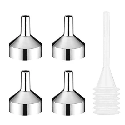 Immagine di MYLL 4 Pezzi Imbuto Piccolo di Metallo per Riempimento con Pipetta Imbuti Piccoli/Mini Profumo Olio Essenziale, Atomizzatore (Dia. 18mm)
