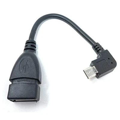 Immagine di System S Cavo Adattatore OTG USB On The Go Micro 90 Gradi a Destra ad Angolo di Maschio 2.0 Tipo Host