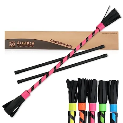 Immagine di Diabolo Freizeitsport Recreation Sport Flowerstick Basic (Rosa) Bastone per Fiori reattivo ai Raggi UV con Due Bastoncini in Fibra di Vetro, attira l&#039;attenzione Festival, Ideale i Prin