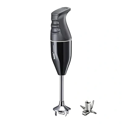 Immagine di bamix Frullatore a immersione acciaio EO140 CLASSIC incl. lama multiuso in inox, 140 watt, 2 velocità, Made Switzerland, Nero/bianco