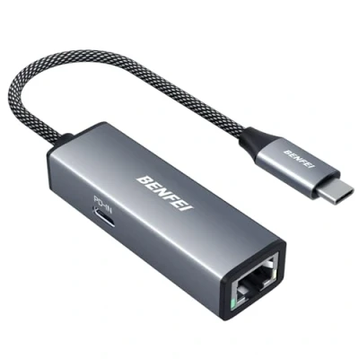 Immagine di BENFEI Adattatore da USB C a Ethernet con PD 100W, (Thunderbolt 3/4) RJ45 1Gbps LAN Gigabit alimentazione, per iPhone 15 Pro/Max MacBook Pro/Air 2023 iPad Pro iMac
