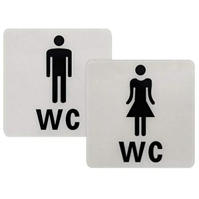 Immagine di NATEE Adesivo WC Segno Targa in Acrilico, 1 Paio Uomo e Donna Autoadesivo Toilette Bagno Porta Targhetta per Ristorante caffè Bar Negozio (Blu, 100 * 100mm)