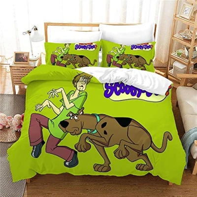 Immagine di NICHIYO Scooby DOO Set di biancheria da letto, copripiumino e federa, in microfibra, stampa digitale 3D, 3 pezzi (copripiumino + federe) (7,Single 135 x 200 cm)