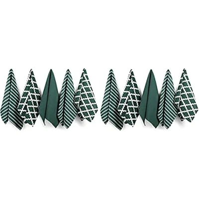 Immagine di Penguin Home Premium Strofinaccio da cucina in puro cotone 100%, set di 10 asciugamani cucina, morbidi e resistenti, lavabile lavatrice, 65 x 45 cm, colore Verde