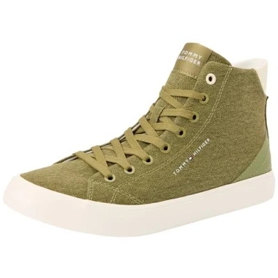 Immagine di Tommy Hilfiger TH Hi Vulc Summer Cvs FM0FM05076, Sneaker vulcanizzate Uomo, Verde (Mash Green), 42 EU