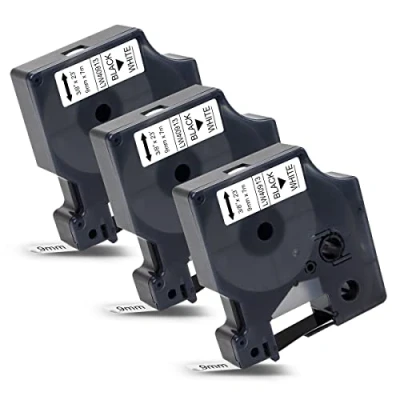 Immagine di 3x Labelwell 9mm x 7m Sostituzione del Etichette Compatibile per Dymo D1 40913 S0720680 Nero su Bianco LabelManager 120P 160 210D 220P 360D 420P 500TS Labelpoint 250 150 Labelwriter 450 Duo