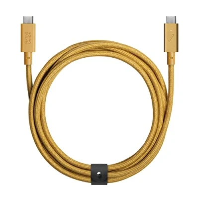 Immagine di Native Union Cavo Belt Tipo C Pro USB a 2,4m di Ricarica Ultra Rinforzato per iPhone 16,16 Max, MacBook 14&quot;/16&quot; M2, Air 15&quot; iPad (Kraft)