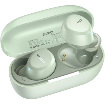 Immagine di TOZO A1 Cuffie Bluetooth, Mini Auricolari Bluetooth 5.3 con Mic Stereo, In Ear Bassi potenti, Connessione a Lunga Distanza, Ricarica Wireless, Wireless per Lavoro e Viaggio