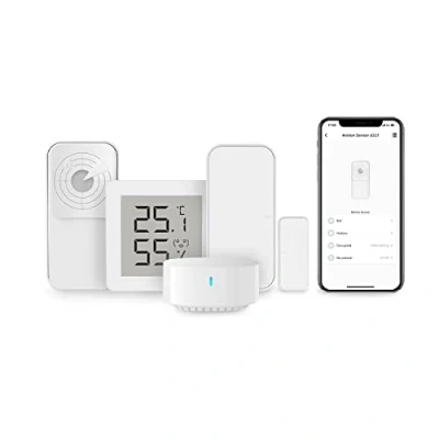 Immagine di Kit sensore FastCon Broadlink smart Home: include di movimento radar, porta, temperatura e umidità mini hub per l&#039;automazione home, funziona con Alexa