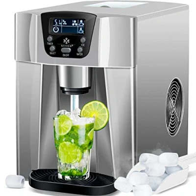 Immagine di KESSER® Macchina per cubetti di Ghiaccio in Acciaio Inox 100 W 12 kg 24 h 2 Dimensioni cubi Preparazione 6 min Serbatoio Acqua da Litri Timer