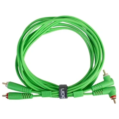 Immagine di UDG Set di cavi audio RCA dritti angolati, 3 m, colore: Verde