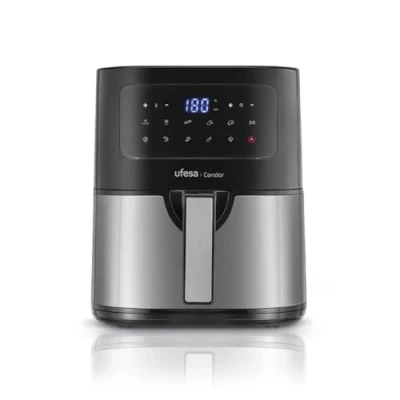 Immagine di Ufesa Condor Friggitrice Aria Senza Olio, Air Fryer da 4,5L, Acciaio Inox, 10 programmi, 1600 W, Digitale, Timer, Temperatura 80ºC 200ºC, BPA e PFOA, Vassoio Cestello Antiaderenti