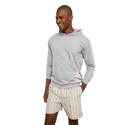 Immagine di Trendyol Felpa con Cappuccio Plain Regular Maglia di Tuta, Grigio, L Uomo