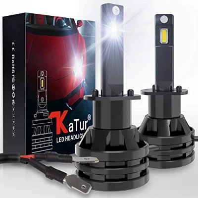Immagine di KATUR Lampadine per fari H1 a LED Mini Design Chips potenziati Kit di conversione all in One da 12000 Lumen 55W 6500K Xenon White 2 Years Waranty
