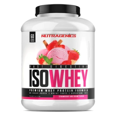 Immagine di Nutragenics ISOWHEY Protein 1,8 kg Proteine in polvere Whey isolate (1,8 kg, Fragola con panna)