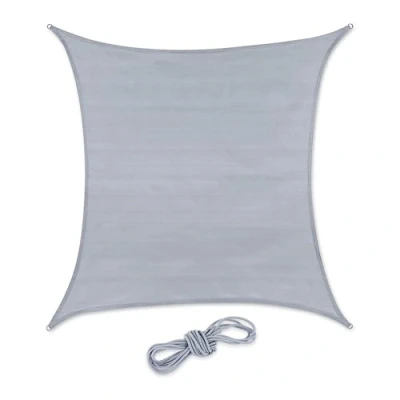 Immagine di Relaxdays Vela Parasole Quadrata, 2 x m, Esterni, Tessuto HDPE, Stabile a Raggi UV, Concava, con Corde, Grigio Chiaro