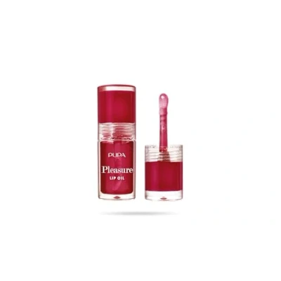 Immagine di Pupa Gloss Pleasure Lip Oil, Elisir per Labbra Extra Nutriente, Finish Lucido Effetto 3D Disponibile in 4 Varianti di Colore e Trattamento (004 Juicy Cherry, Aroma Ciliegia)