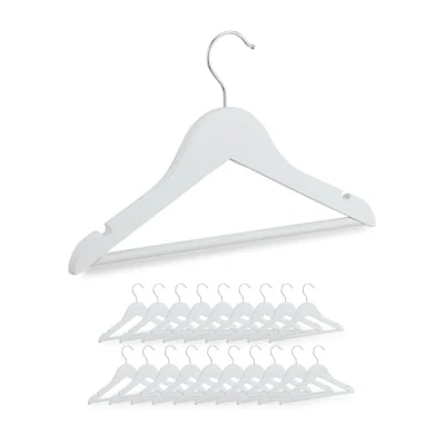 Immagine di Relaxdays Grucce per Bambini, Set 20 Appendiabiti da Armadio in Cameretta Bimbi, Stampelle Attaccapanni Legno, Bianco, HLP: 19 x 30,5 1 cm