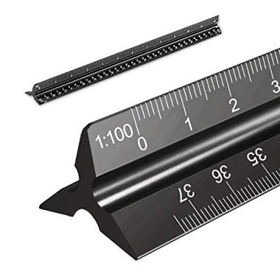 Immagine di Righello triangolare in alluminio per Architetto,righello di solido Matrix 30cm: 1: 100,1: 200,1: 250,1: 300,1: 400,1: 500 (nero)