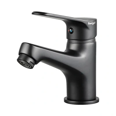 Immagine di Ibergrif M11059B Miscelatore Monocomando per Bagno, Rubinetto Lavabo, Cromo, Nero
