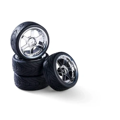 Immagine di Carson 500900191 1:10 set di ruote (4) design a 6 raggi cromato accessori per modellismo, pezzi ricambio, tuning, pneumatici, pneumatici