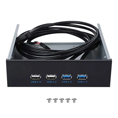 Immagine di Scheda Driver CD Frontale USB da 5,25 Pollici Portatile, 19 Pin/9 Pin a 3.0 Hub 2.0 Pannello Espansione ROM 4 Porte Rack Ottico Mobile per PC Computer Desktop Case Slot Anteriore