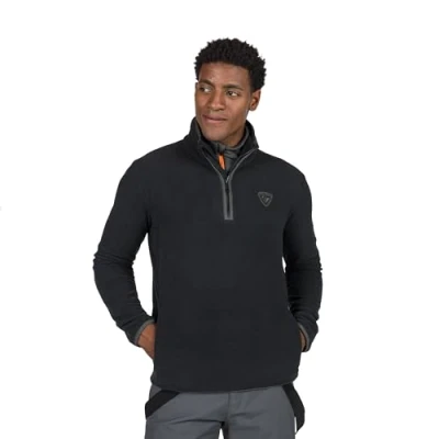 Immagine di Rossignol strato intermedio in pile Strawpile da uomo, caldo base sci con mezza zip, nero, Large