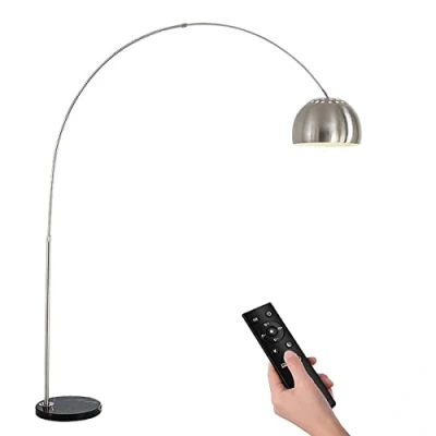 Immagine di HKLY Lampada da Terra LED, Pavimento ad Arco con Base Rotonda in Marmo, Altezza Regolabile Piantana Acciaio Inossidabile Dimmerabile per Soggiorno Camera Letto Ufficio, 7W,Medium