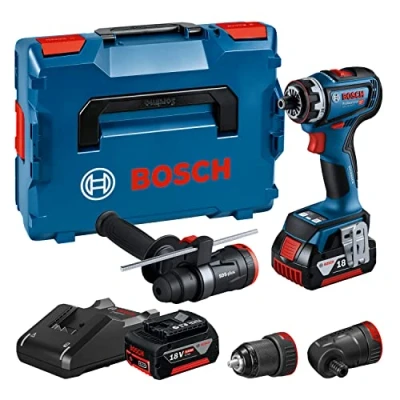 Immagine di Bosch Professional 18V System Trapano Avvitatore a Batteria Gsr 90 Fc (Flexiclick System, Coppia Max 64 Nm, Motore Brushless, 2 Velocità, Incl. Bat. 5.0 Ah, Caricab., 3 Attacchi, in L Boxx)