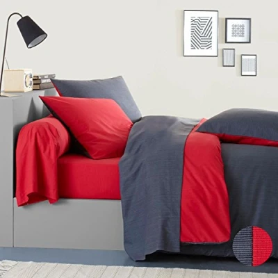 Immagine di ORIGIN Écorce Copripiumone, in bambù, 140 x 200 cm, colore: Grigio/Rosso,