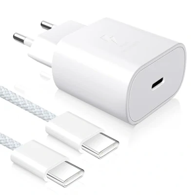 Immagine di YISH 25W Caricatore USB C： Alimentatore C PD 3.0 Caricabatterie 3A Rapido con 60W Cavo Compatibile iPhone 16 15 Pro Max Samsung S24 S23 iPad Pro/Air