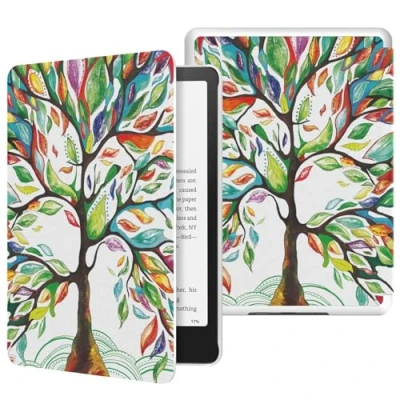 Immagine di MoKo Custodia per 7&quot; Kindle Paperwhite 12th Generation 2024&amp;Kindle Colorsoft Signature Edition 2024, Protettiva in Policarbonato di Stile Semplice e Elegante, Fortunato Albero