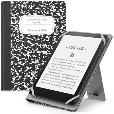Immagine di MoKo Custodia Compatibile con 6 7“ Tablet, Schermo da, Magnete Riattivazione e Standby, Supporto Verticale Cinturino per Presa a Mano, Taccuino Nero