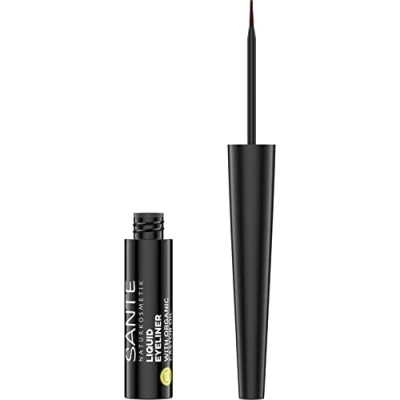 Immagine di SANTE Naturkosmetik Liquid Eyeliner 02 Caffè, con prezioso olio di ricino biologico, kayal vegano punta precisa, formula duratura per un look espressivo, marrone scuro, 3,5 ml