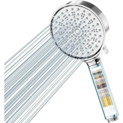 Immagine di Cobbe Soffione Doccia con Filtro Anticalcare, Doccino per Doccia, Alta Pressione 6 Tipi di Getto, Grande Potente Filtrazione a 20 Strati (Cromo)