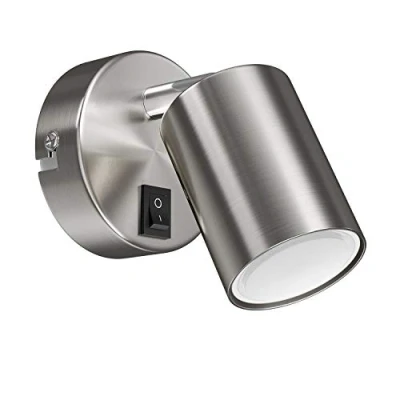 Immagine di ledscom.de Spot a parete WAIKA, luce singola, con interruttore, GU10, cromo opaco, incl. lampada LED GU10 (bianco caldo, 4,914W, 450lm, 100)