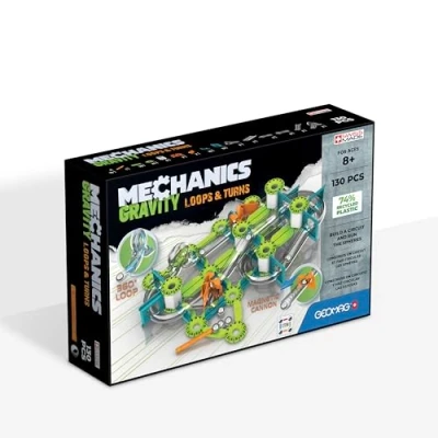 Immagine di Geomag Mechanics Gravity Loops &amp; Turns Gioco Educativo e Creativo per Bambini Costruzioni Magnetiche, Circuito con Blocchi Magnetici Confezione da 130 Pezzi