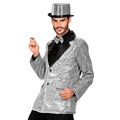 Immagine di &quot;SILVER SEQUIN JACKET WITH SATIN COLLAR&quot; (XL)