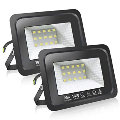 Immagine di EXTRASTAR Faretti a LED per esterni 20W Potenti luci IP65,Luce Bianca Fredda 6500K di sicurezza terrazza, giardino, patio, parco, garage,2 Pezzi