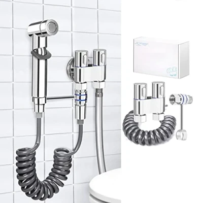 Immagine di Doccetta per Bidet, Bidet Portatile Kit con Valvola Dell&#039;acqua a 3 Vie, Maniglia Cromata, Spruzzatore Pulire i Pannolini, WC (1#)