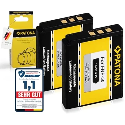 Immagine di PATONA 2x Batteria Ricambio per Fuji NP 50, NP50 Batterie Compatibile con Fujifilm FinePix F50fd, F60fd, F100fd, XP100, XP150, XP170, XP200
