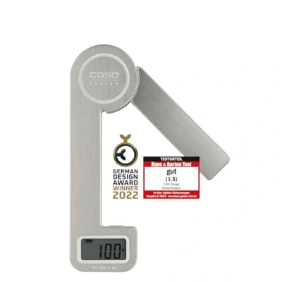 Immagine di Caso KitchenEcostyle 3266 Bilancia da cucina digitale con energia cinetica, non necessita di batterie, fino a 5 kg in incrementi 1 g, ultra piatta, acciaio inox