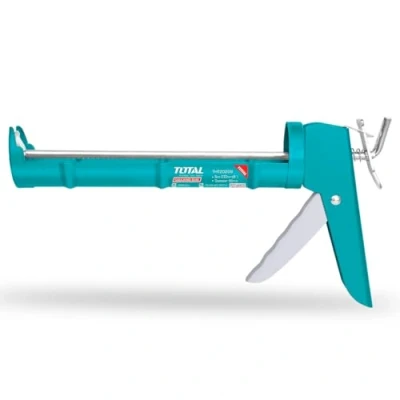 Immagine di TOTAL Pistola applicatore in silicone Lunghezza 230 mm Stelo ferro con denti Manico ergonomico alluminio Acciaio Resistente alla corrosione